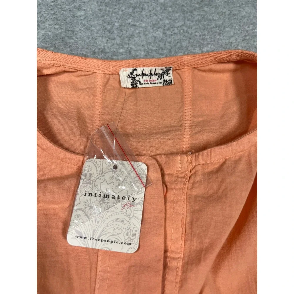 Free People Intimately Golden Hour House Shirt Melon Orange Cotton‎ Small NEW